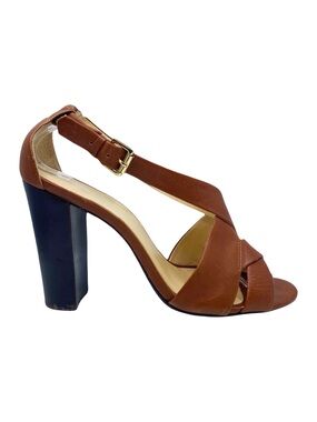 Talbots Brown Leather Block Heel Sandals